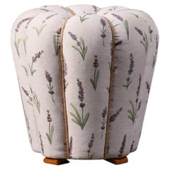Jindřich Halabala Art Deco 'Tulip' Stool in Floral Tapestry, 1930s