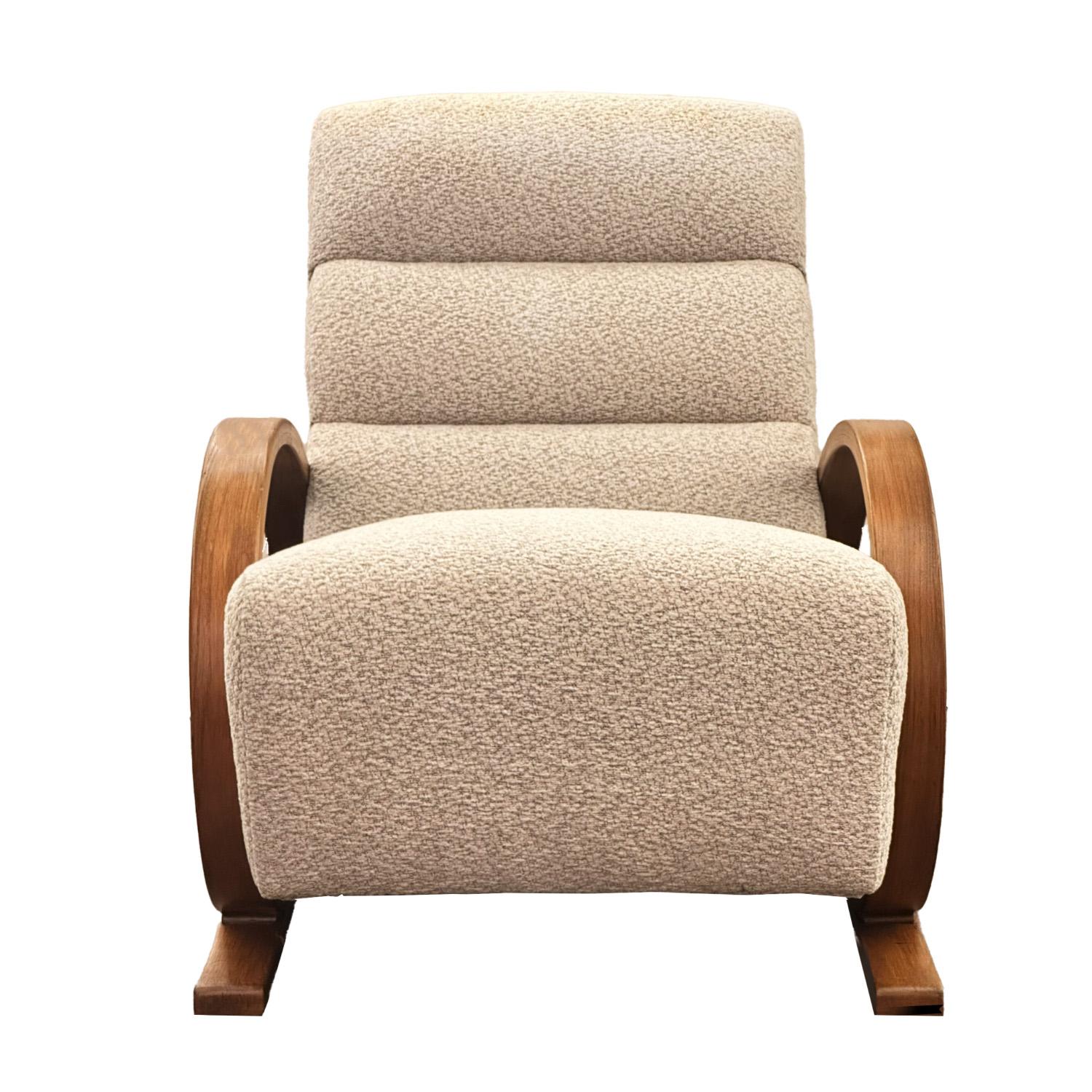 Silla de salón de madera curvada atribuida a Jindrich Halabala Art Decó en venta