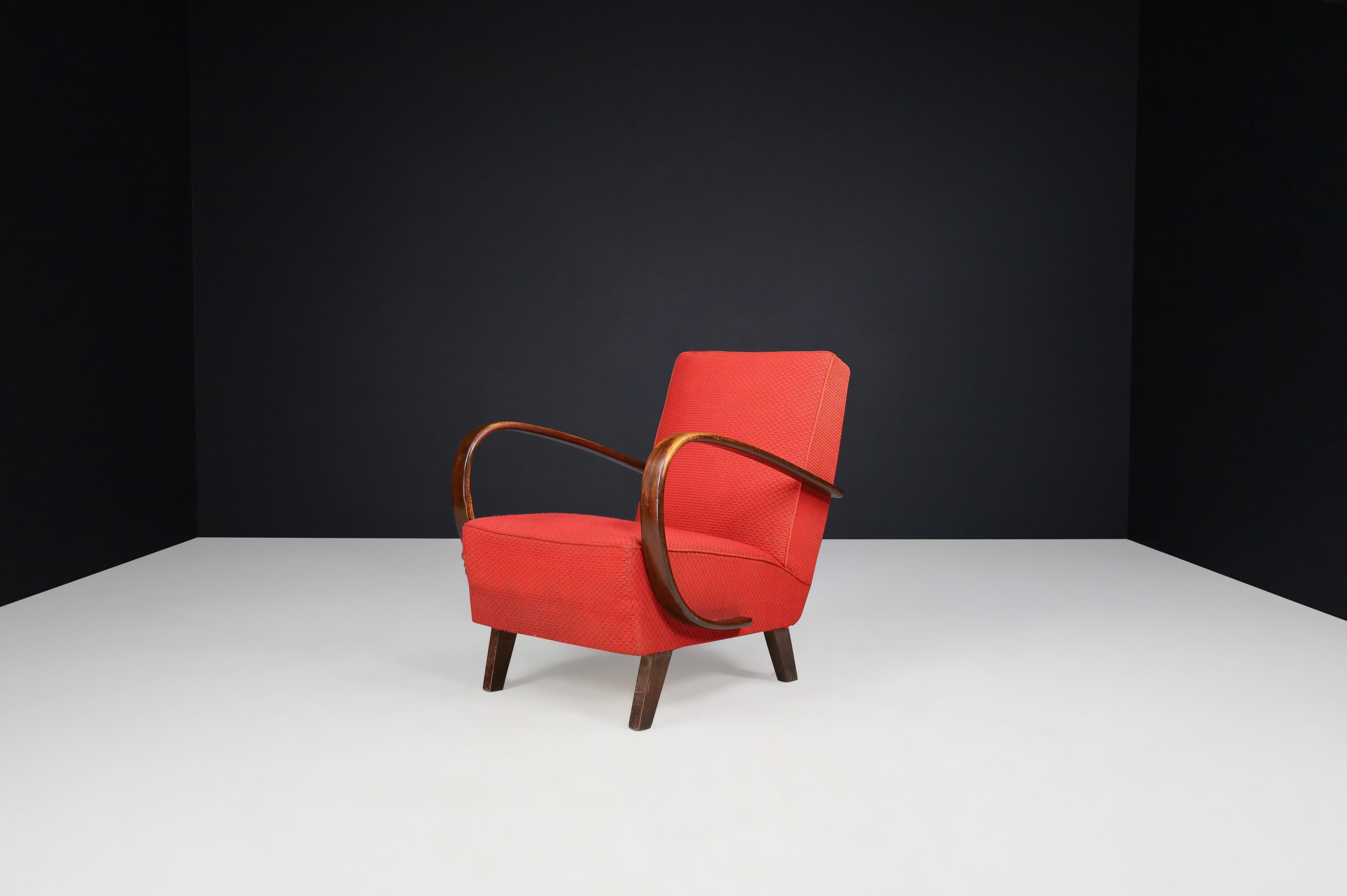 Jindrich Halabala Bentwood Armchairs with Original Upholstery, 1940s 1