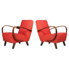 Jindrich Halabala Bentwood Armchairs with Original Upholstery, 1940s