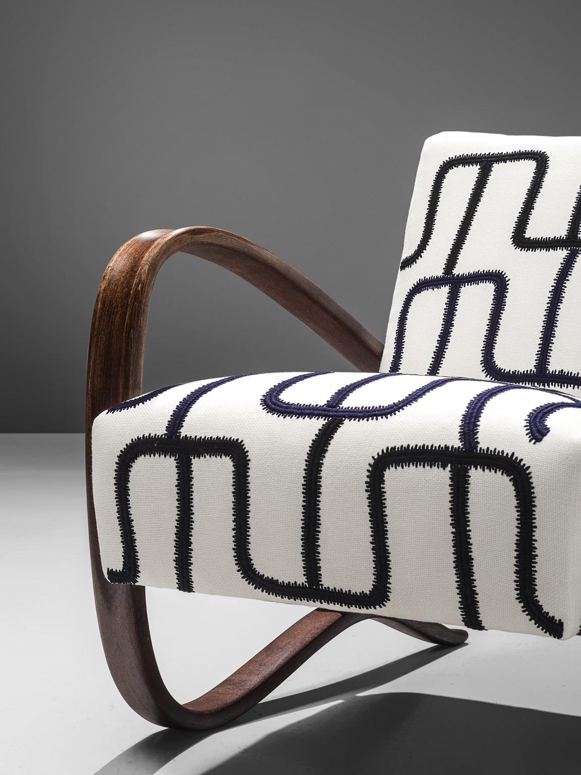 Fabric Jindřich Halabala Customizable Lounge Chair