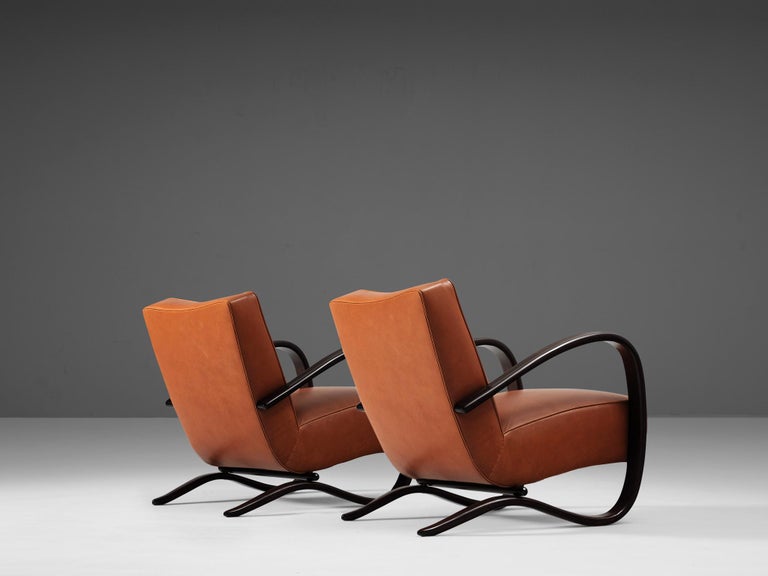 Leather Jindrich Halabala Customizable Lounge Chairs For Sale