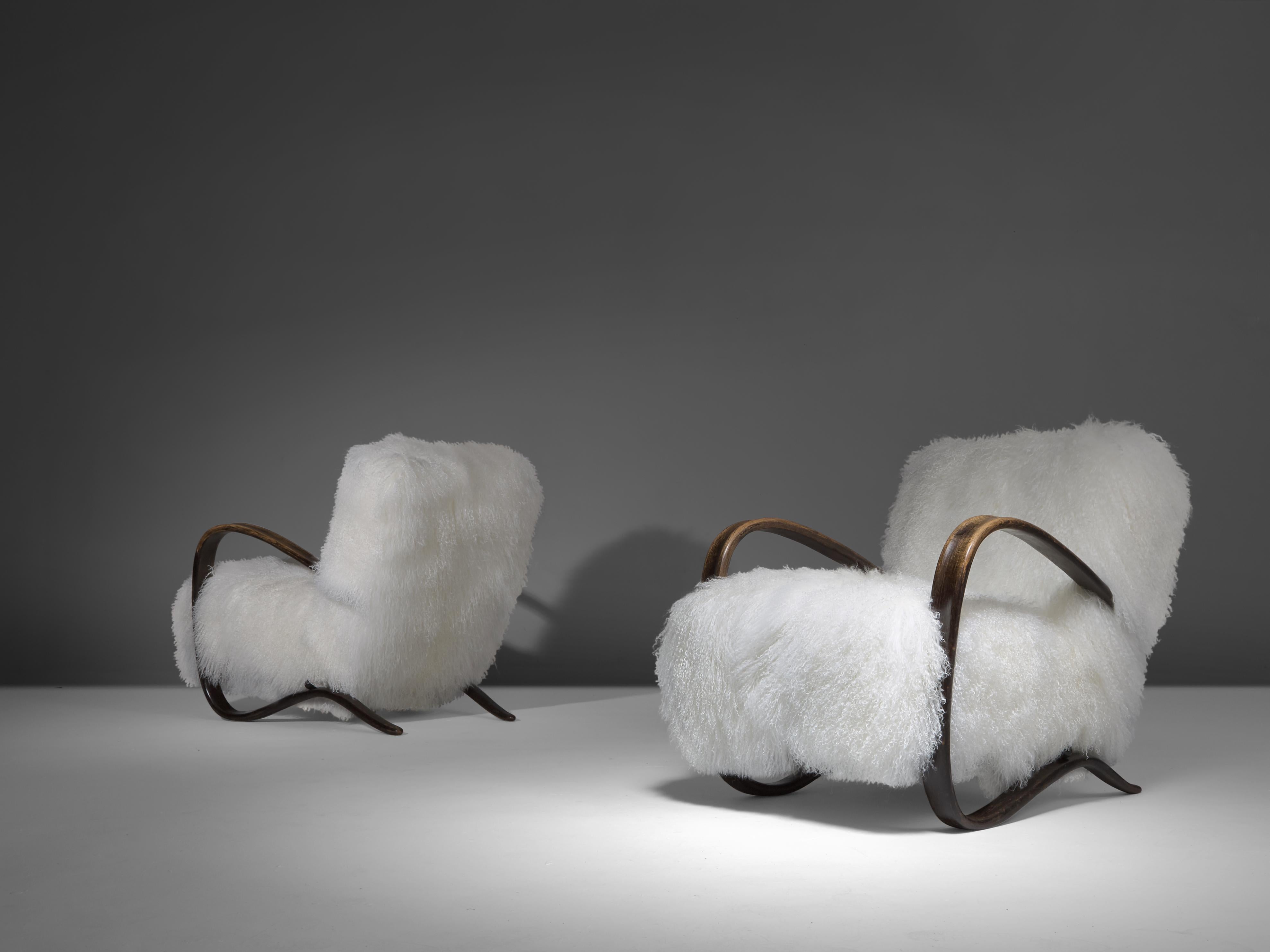 Jindřich Halabala Customizable Lounge Chairs in Tibetan Wool In Good Condition In Waalwijk, NL
