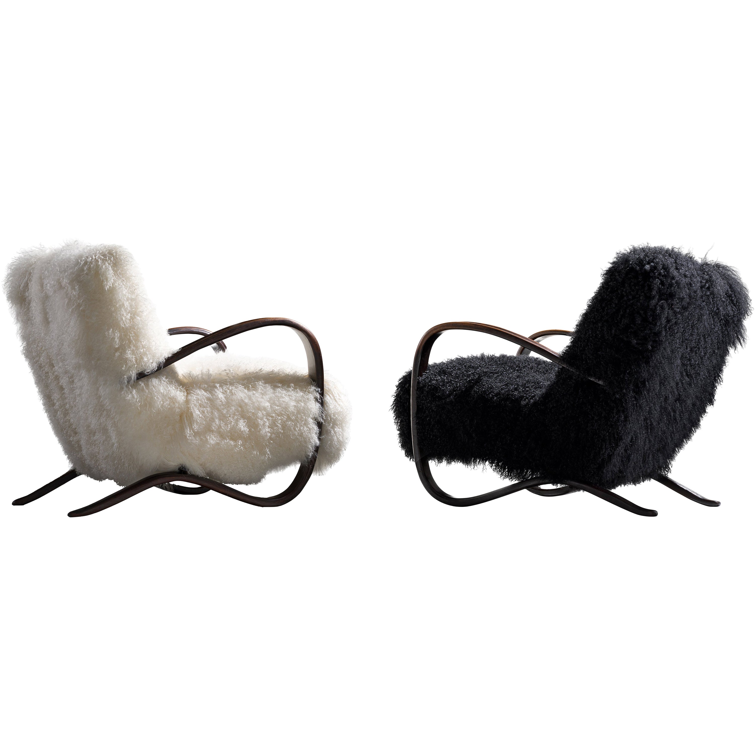 Jindřich Halabala Customizable Lounge Chairs in Tibetan Wool