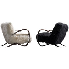 Jindřich Halabala Customizable Lounge Chairs in Tibetan Wool