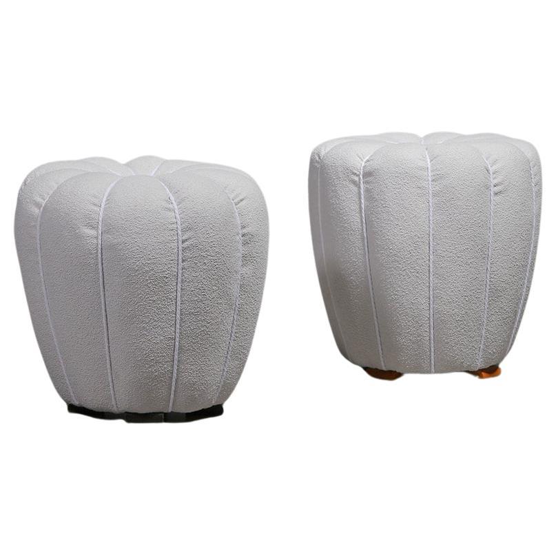 Jindřich Halabala for Up závody Pair of Art Deco Stools in Fabric, 1930s For Sale