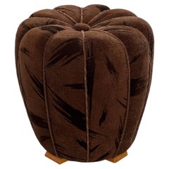 Jindřich Halabala for UP Závody Stool in Brown Velvet, 1930s