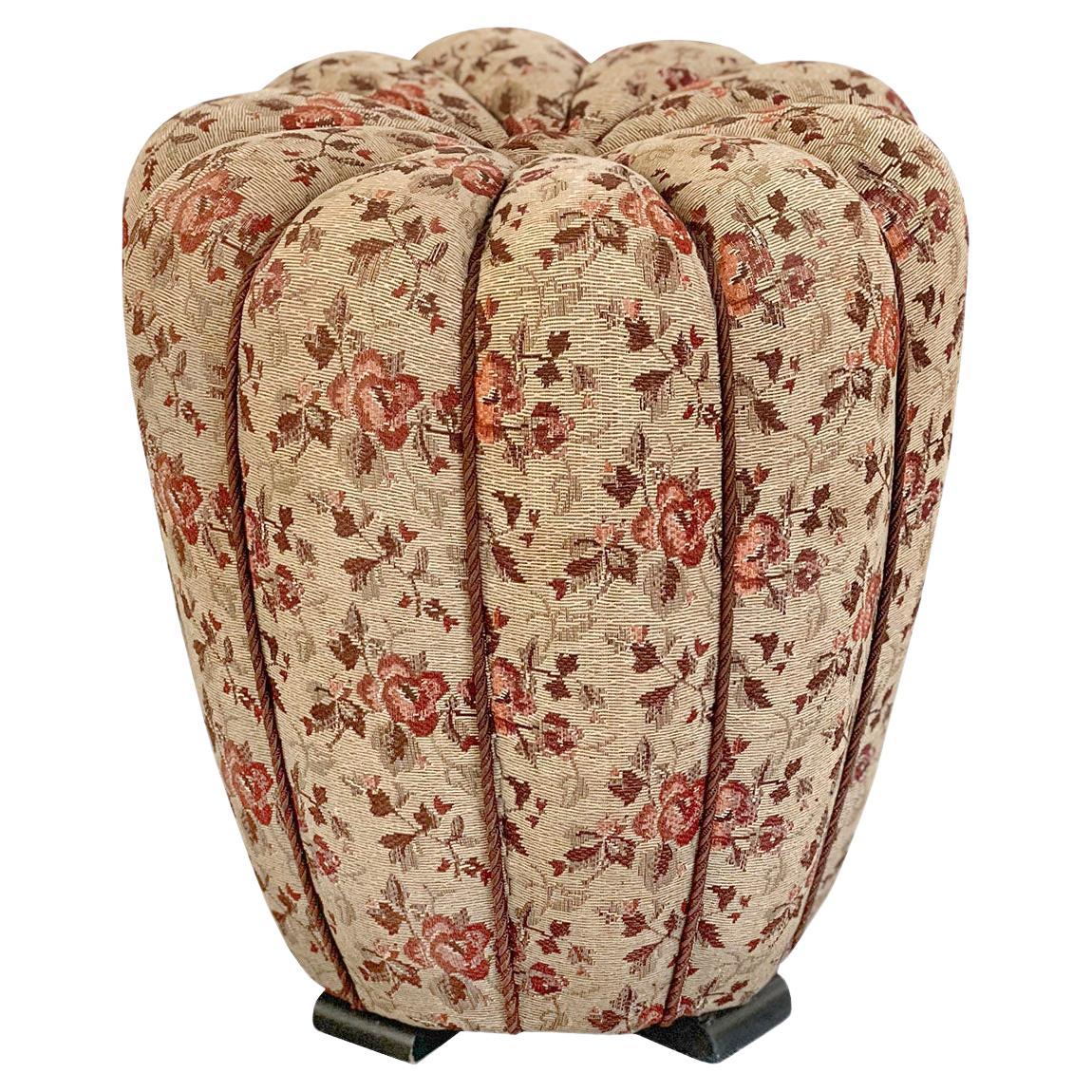 Jindřich Halabala for UP Závody Stool in Floral Tapestry Fabric, 1930s For Sale
