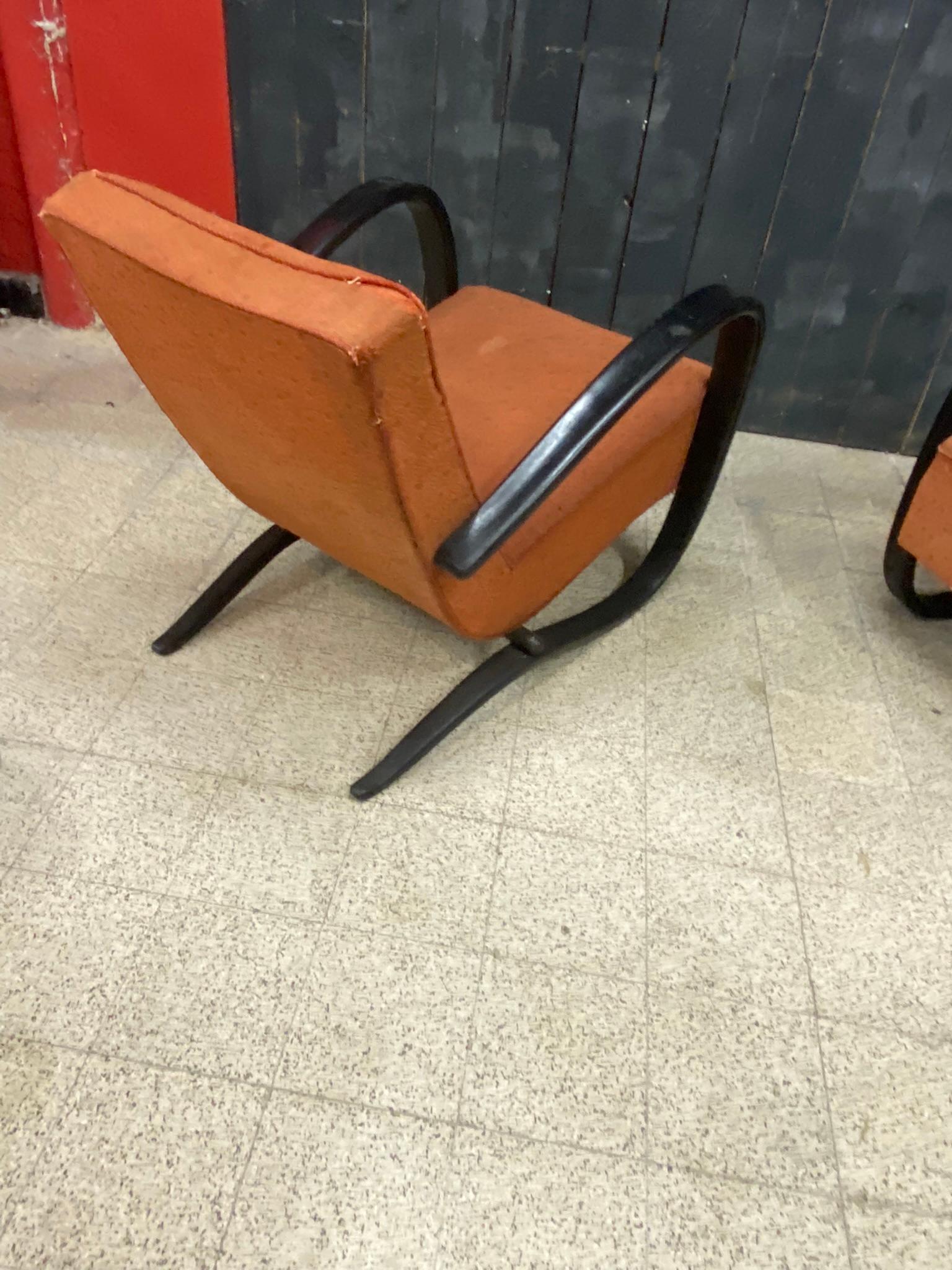 Mid-20th Century Jindrich Halabala H-269 Armchairs For Sale