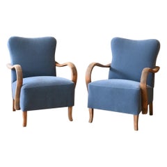 Jindrich Halabala H237 Armchairs in Pierre Frey Mohair