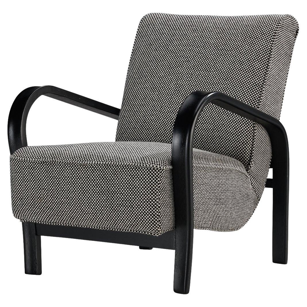 Jindrich Halabala Lounge Chair in Black-and-White Checkered Upholstery