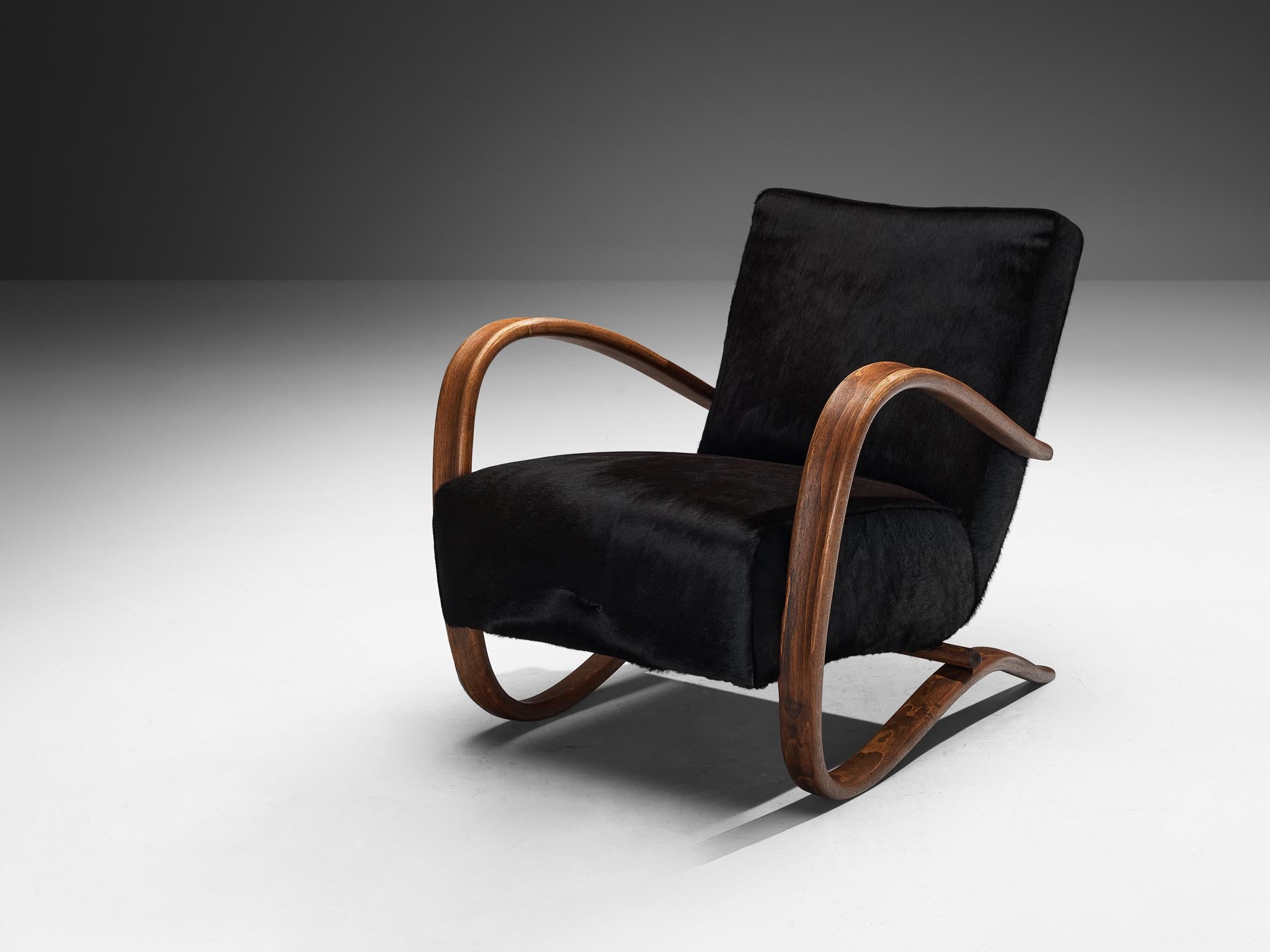 Jindřich Halabala for UP Závody, lounge chair, model 'H269', cowhide 