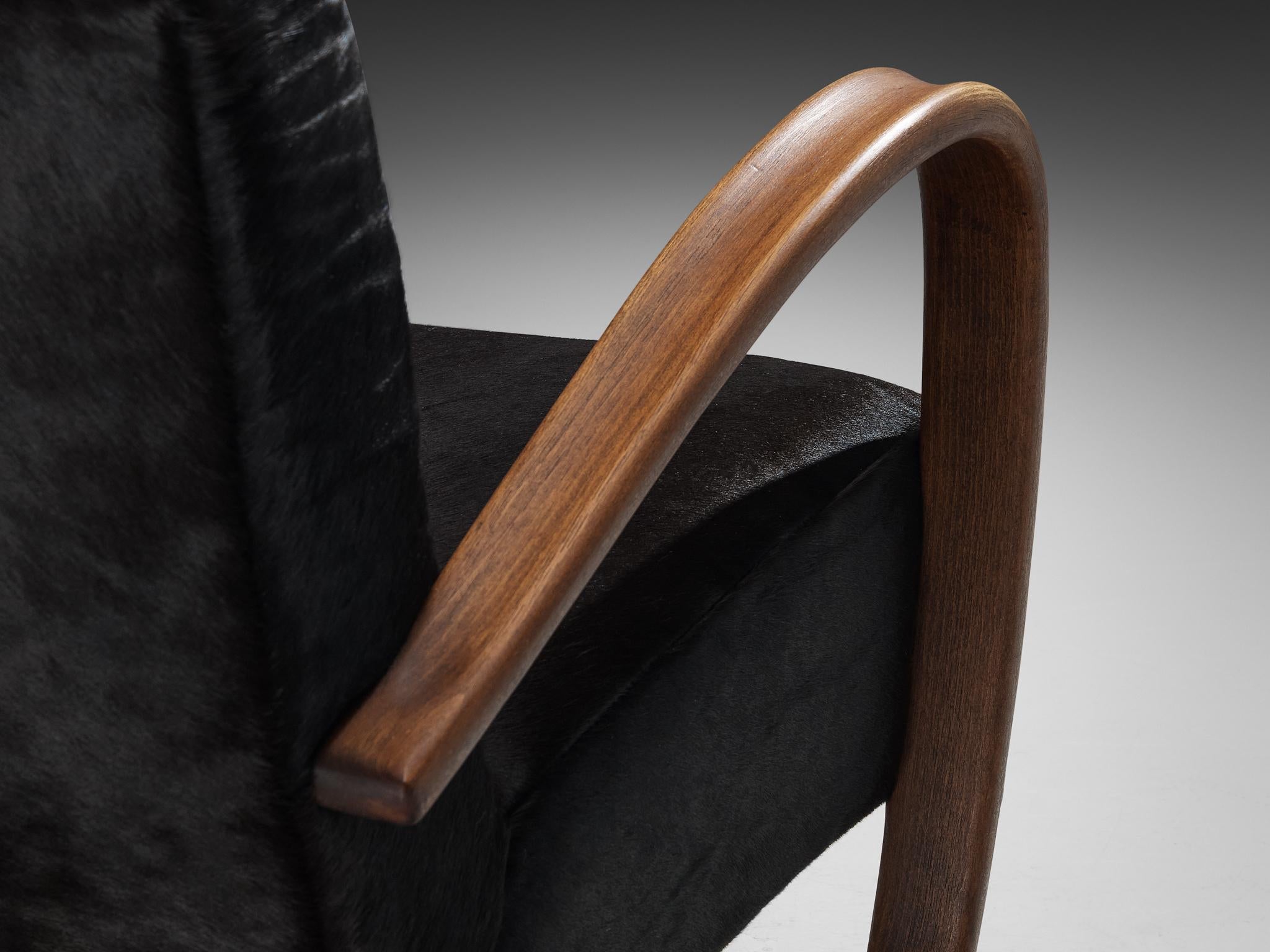 Jindřich Halabala Lounge Chair in Burgundy Cowhide For Sale 2