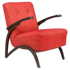 Jindrich Halabala Lounge Chair in Original Red Upholstery Czech Republic 1930