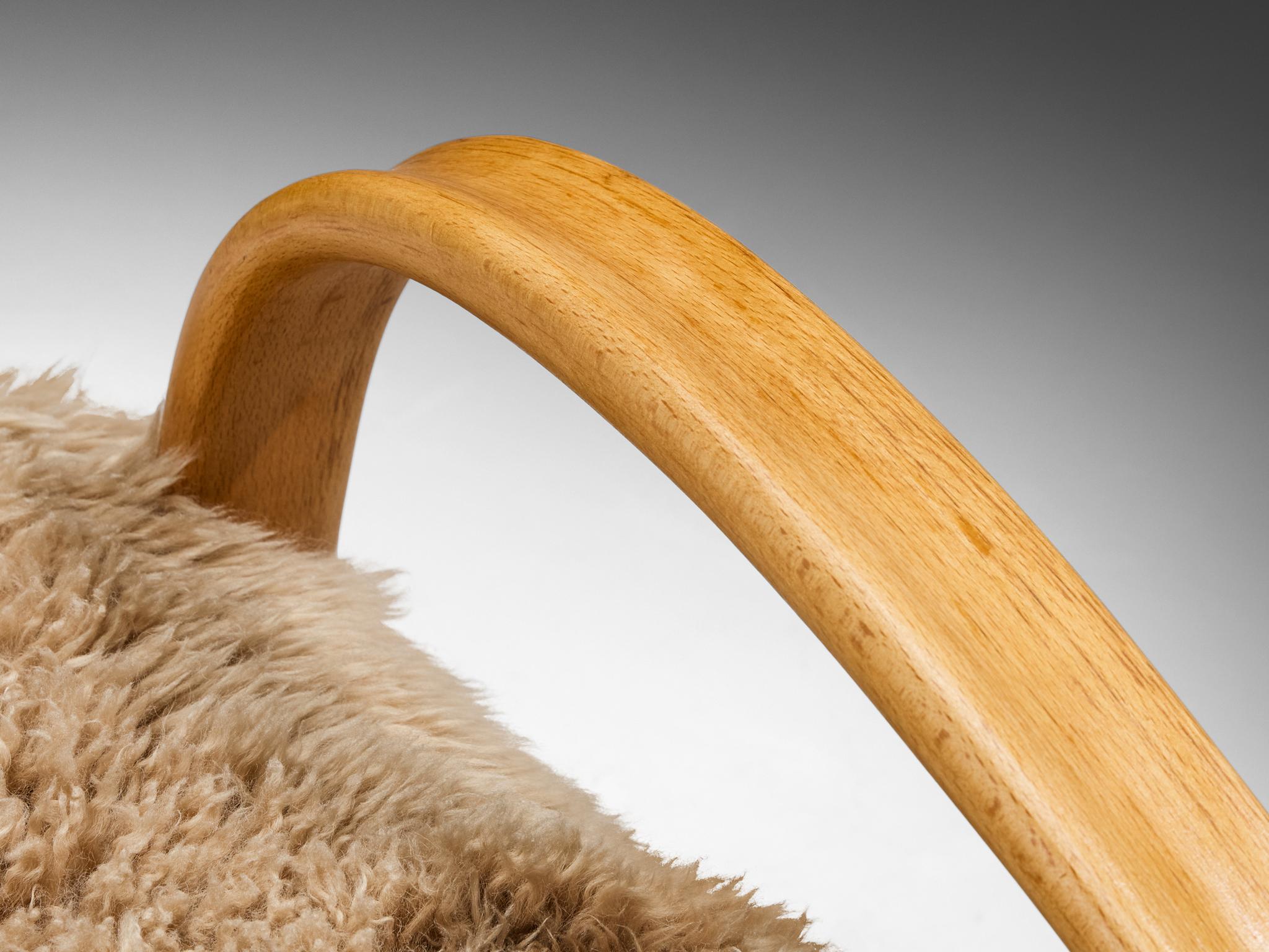 Sillones Jindřich Halabala de lana de cordero tibetana beige en venta 2