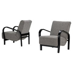 Jindrich Halabala Lounge Chairs in Black-and-White Checkered Upholstery