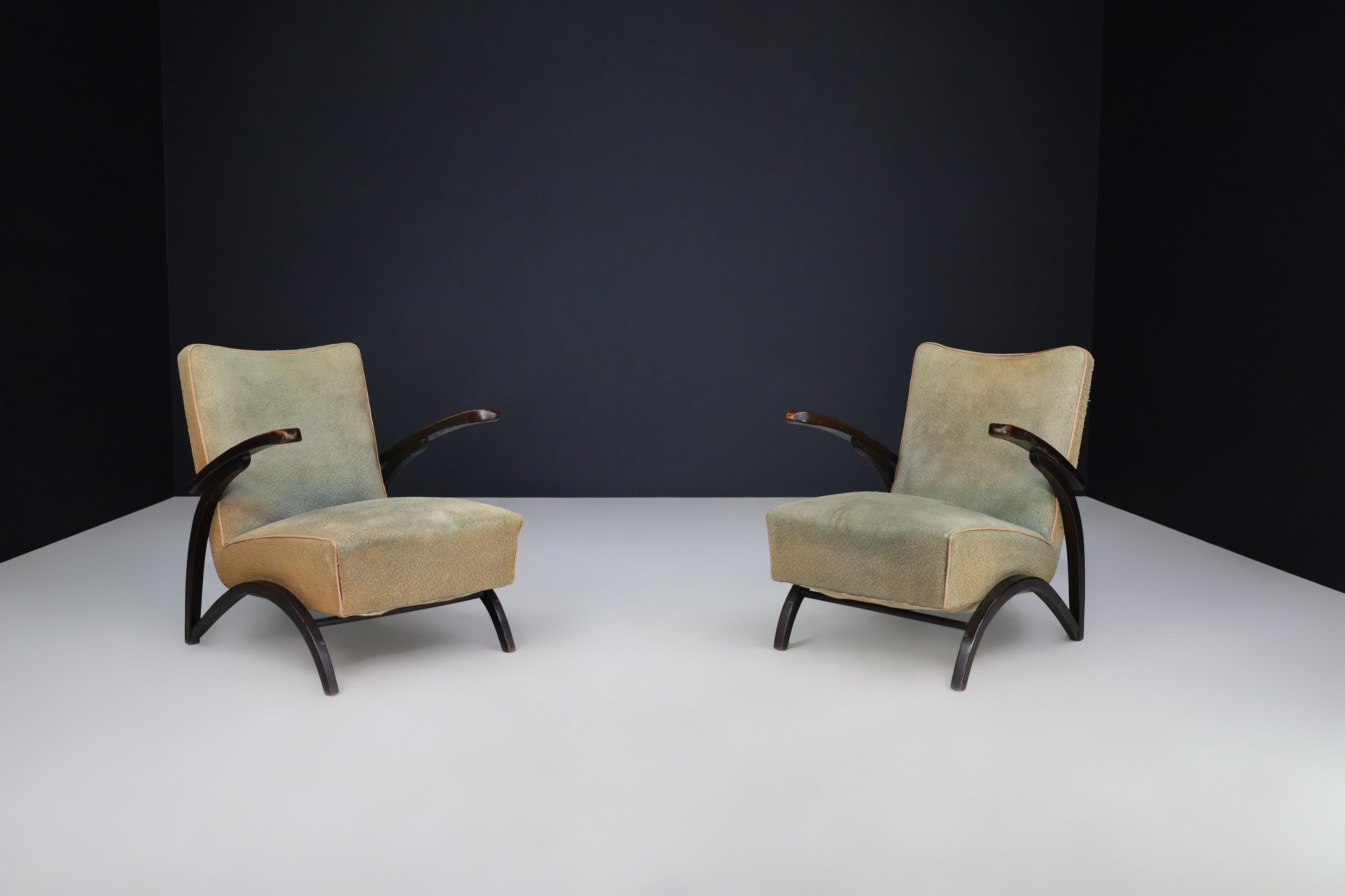 Jindrich Halabala Lounge Chairs in Original Upholstery Czech Republic 1930.  1