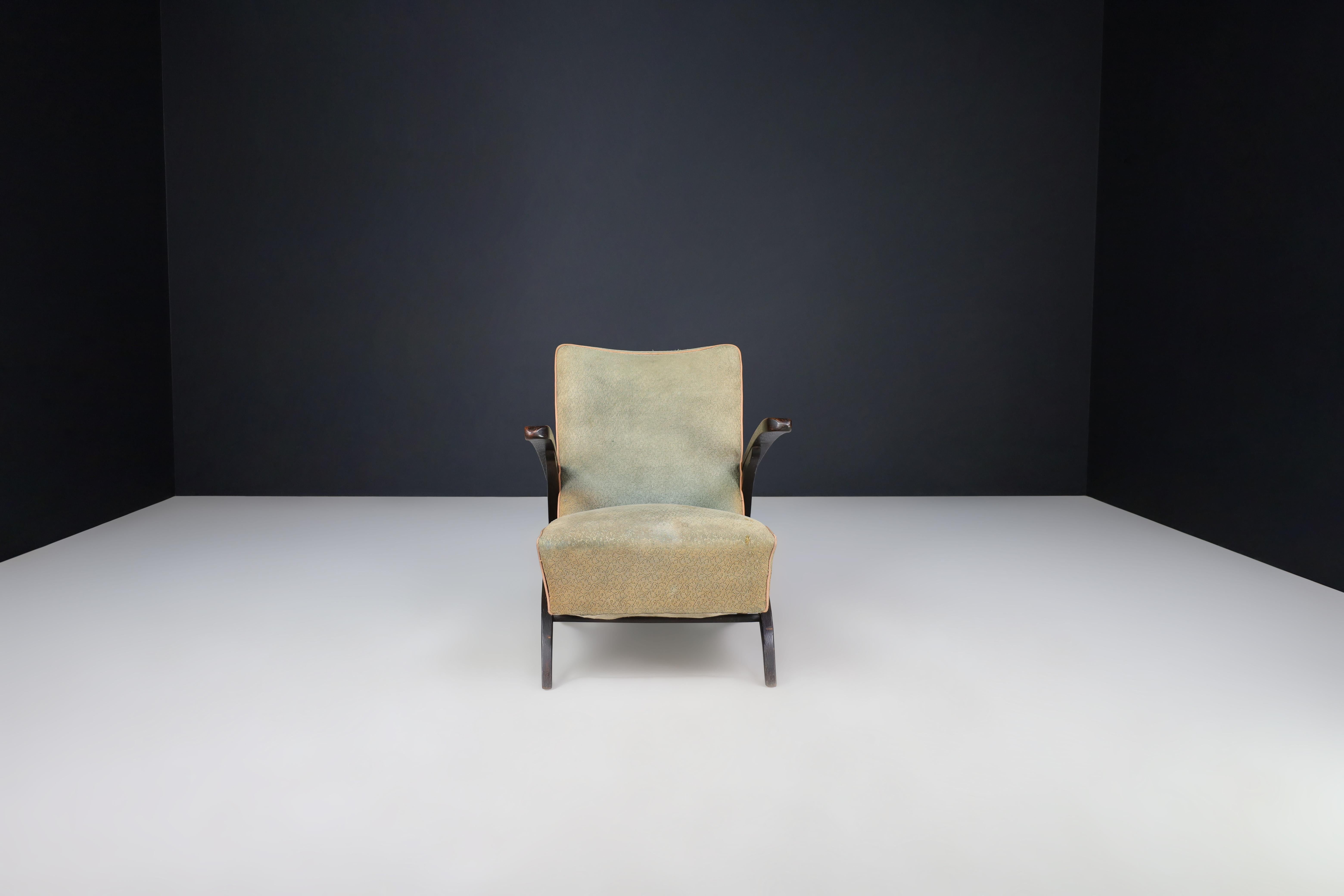 Jindrich Halabala Lounge Chairs in Original Upholstery Czech Republic 1930.  3