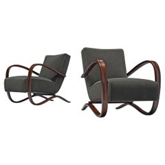 Jindrich Halabala Lounge Chairs in Teddy Mohair 