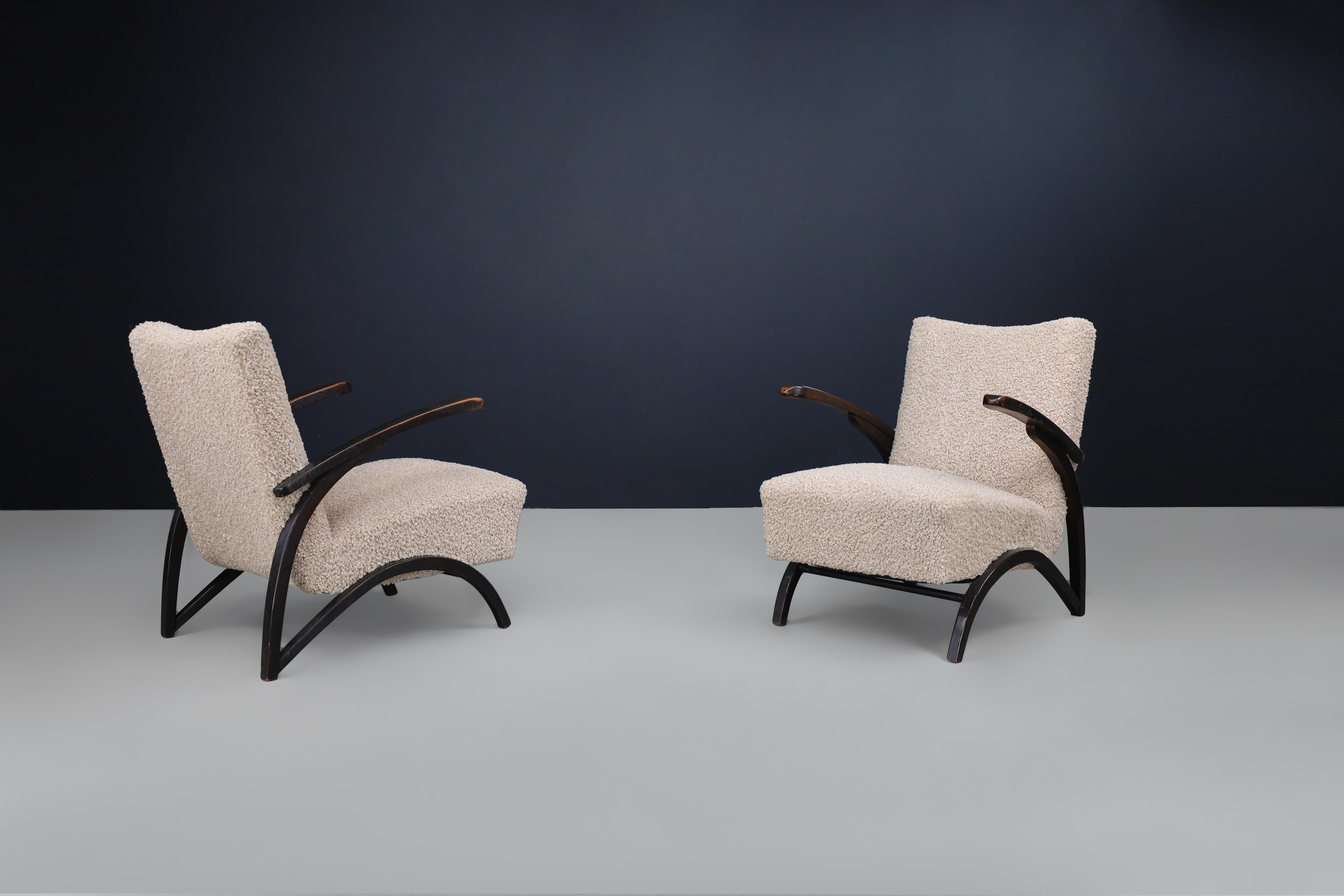 Jindrich Halabala Lounge Chairs in Teddy  Upholstery Czech Republic 1930.  For Sale 2