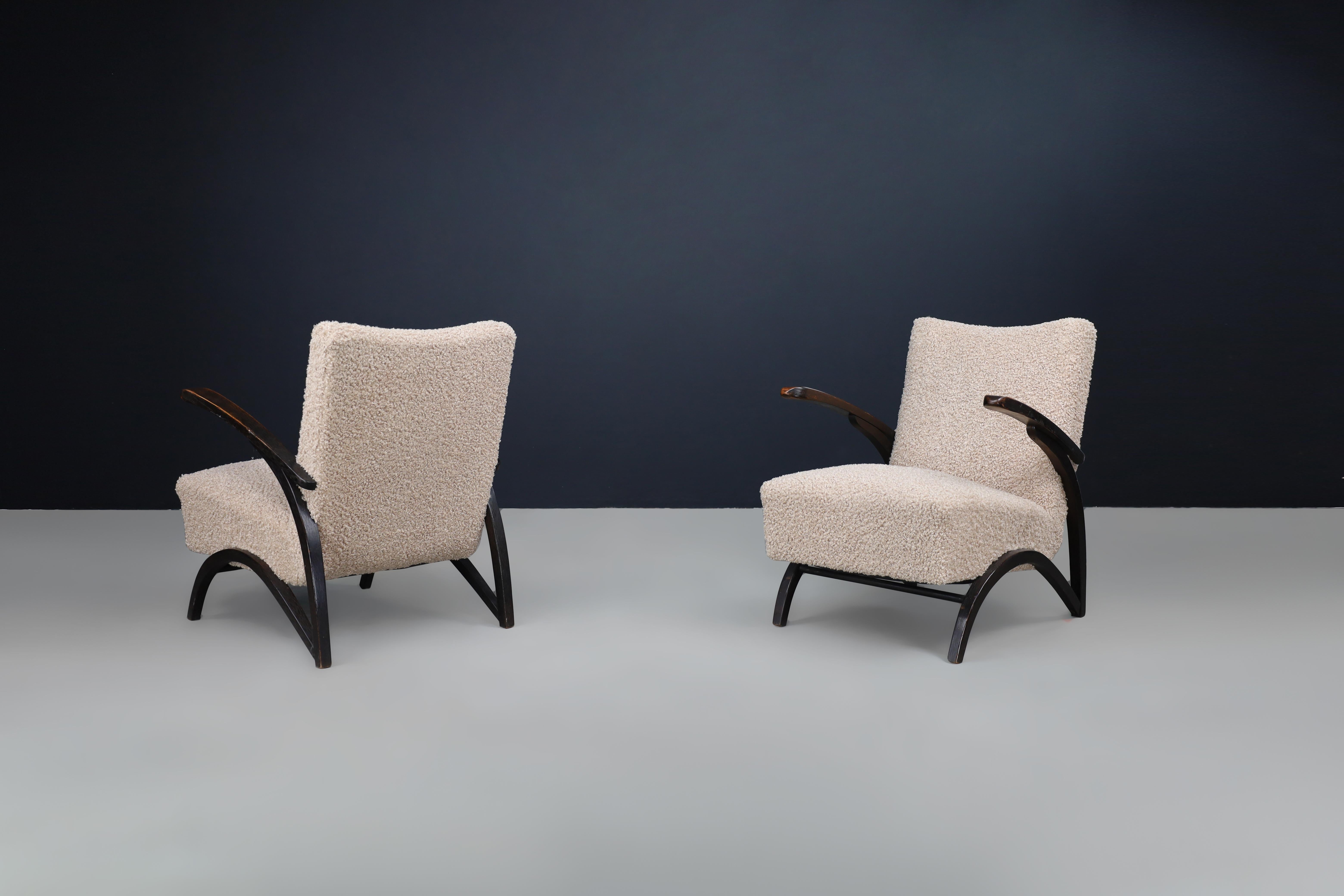 Jindrich Halabala Lounge Chairs in Teddy  Upholstery Czech Republic 1930.  For Sale 3