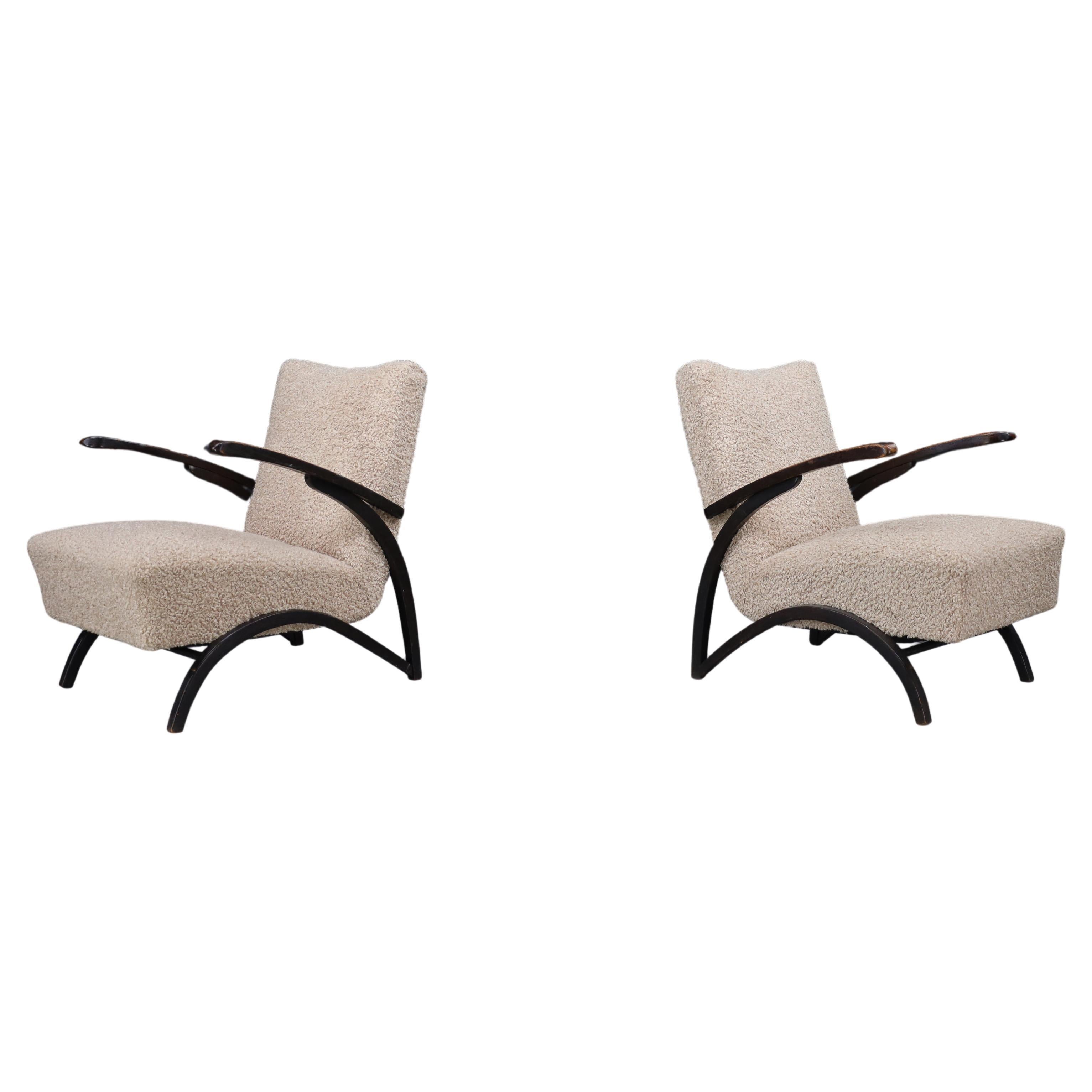 Jindrich Halabala Lounge Chairs in Teddy  Upholstery Czech Republic 1930.  For Sale