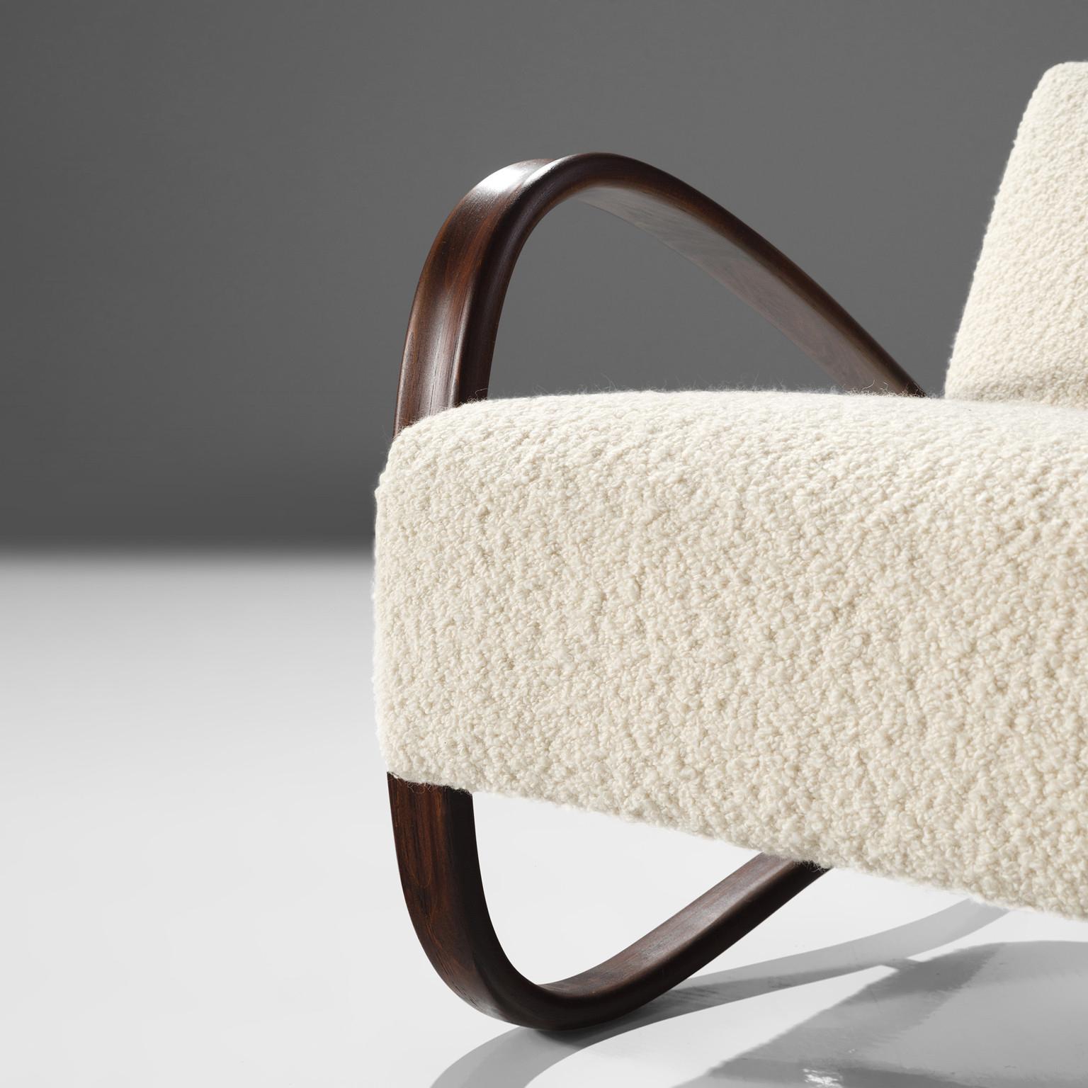 Art Deco Jindrich Halabala Lounge Chairs in White Bouclé