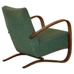 Jindřich Halabala Model H-269 Lounge Chair in Wood and Fabric, 1930s