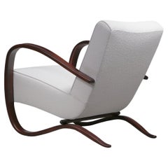 Vintage Jindřich Halabala Model "H-269" Lounge Chair in Wood and Fabric, 1930s