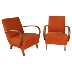 Jindrich Halabala Orange Chairs, 1930s