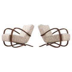 Jindrich Halabala Pair of Lounge Chairs in Patterned Upholstery