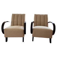 Jindrich Halabala pair of Restored Armchairs in Boucle Fabric