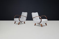 Jindrich Halabala Re-Upholstered Bentwood Lounge Chairs, 1940s
