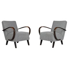 Chaises longues en bentwood re-rembourrées de Jindrich Halabala, années 1940