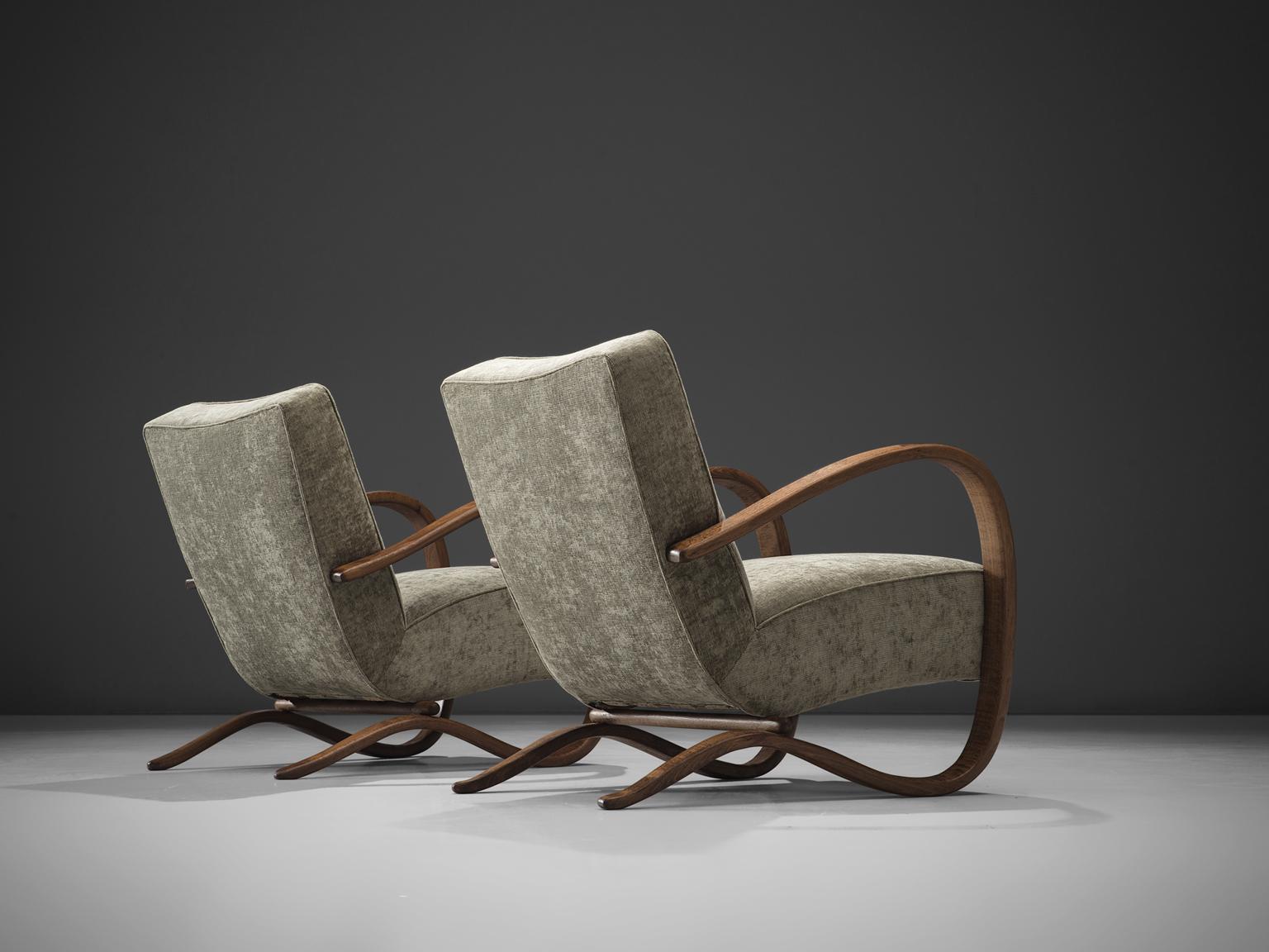 Mid-Century Modern Jindrich Halabala Re-Upholstered Lounge Chairs
