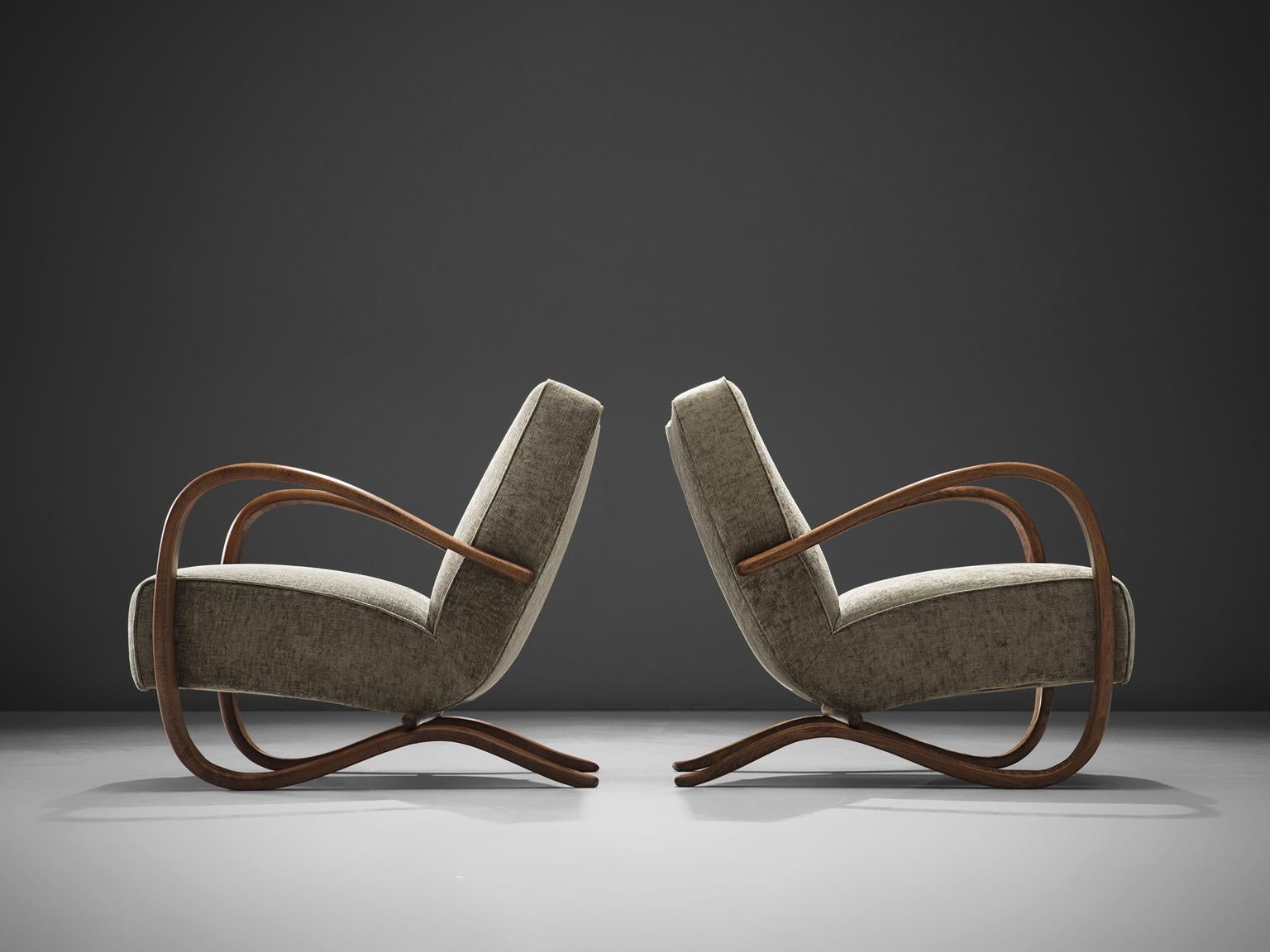 Czech Jindrich Halabala Re-Upholstered Lounge Chairs