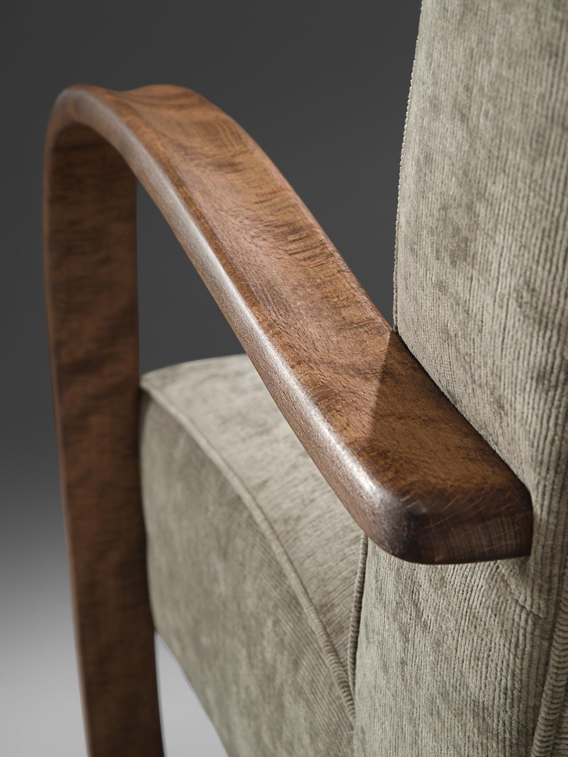 Fabric Jindrich Halabala Reupholstered Lounge Chairs