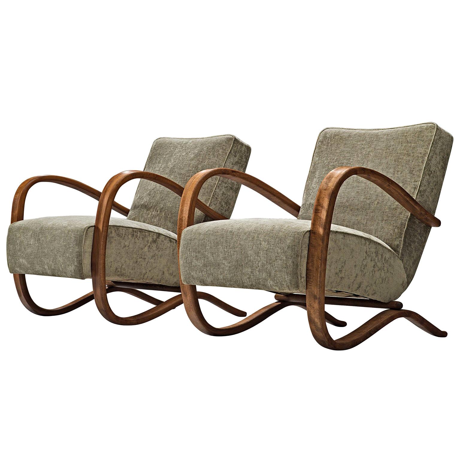 Jindrich Halabala Reupholstered Lounge Chairs