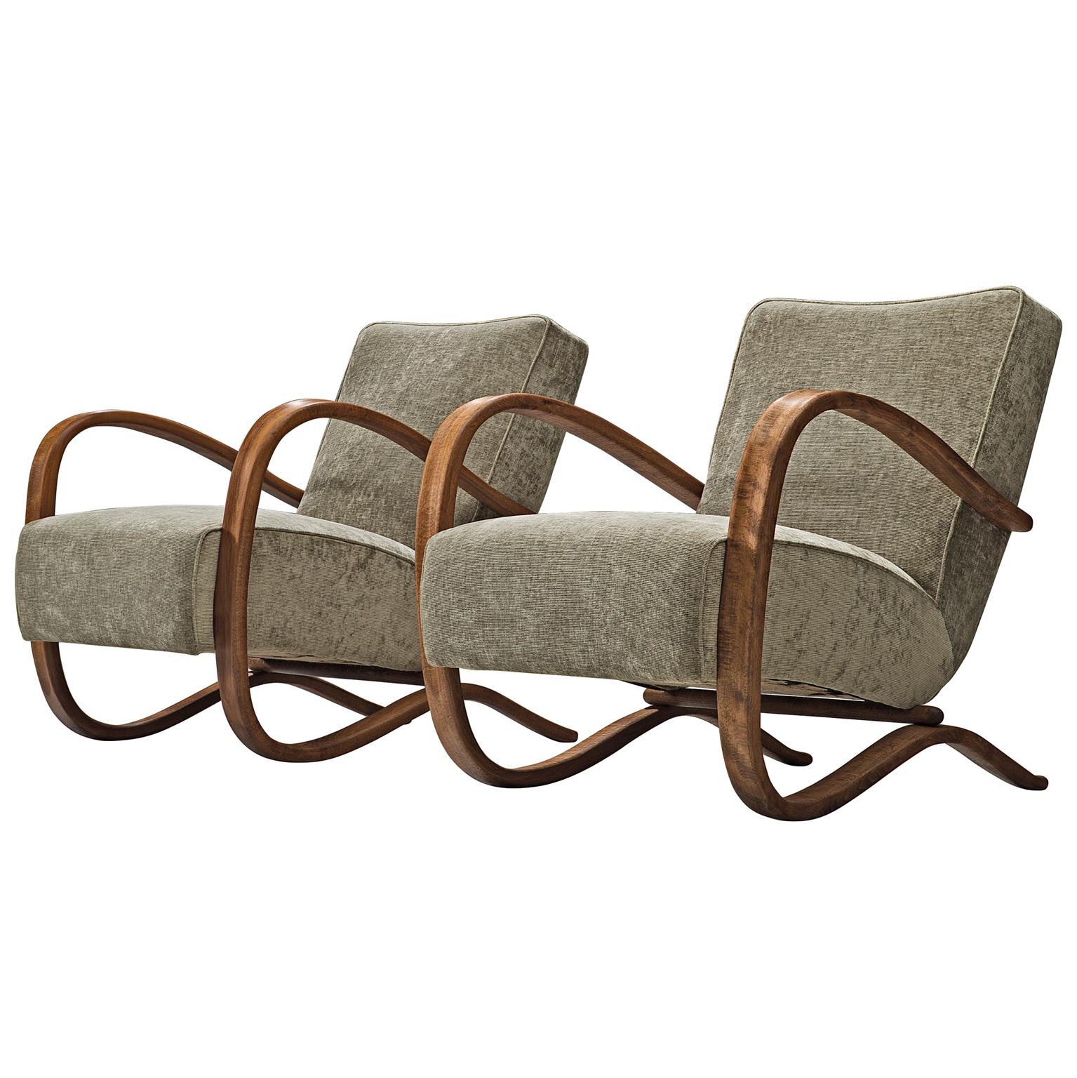 Jindrich Halabala Reupholstered Lounge Chairs