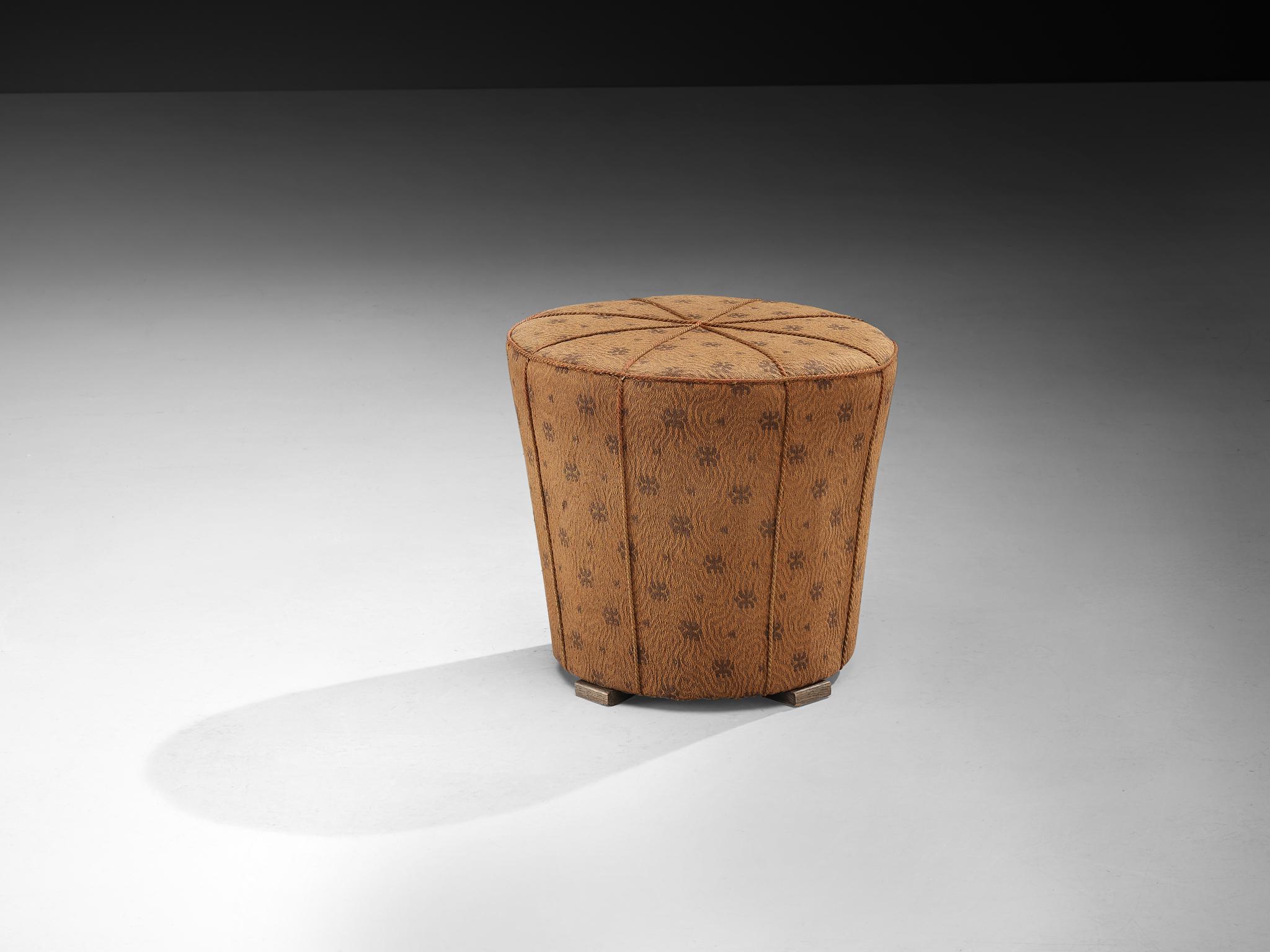 Art Deco Jindrich Halabala Round Stool in Decorative Fabric For Sale