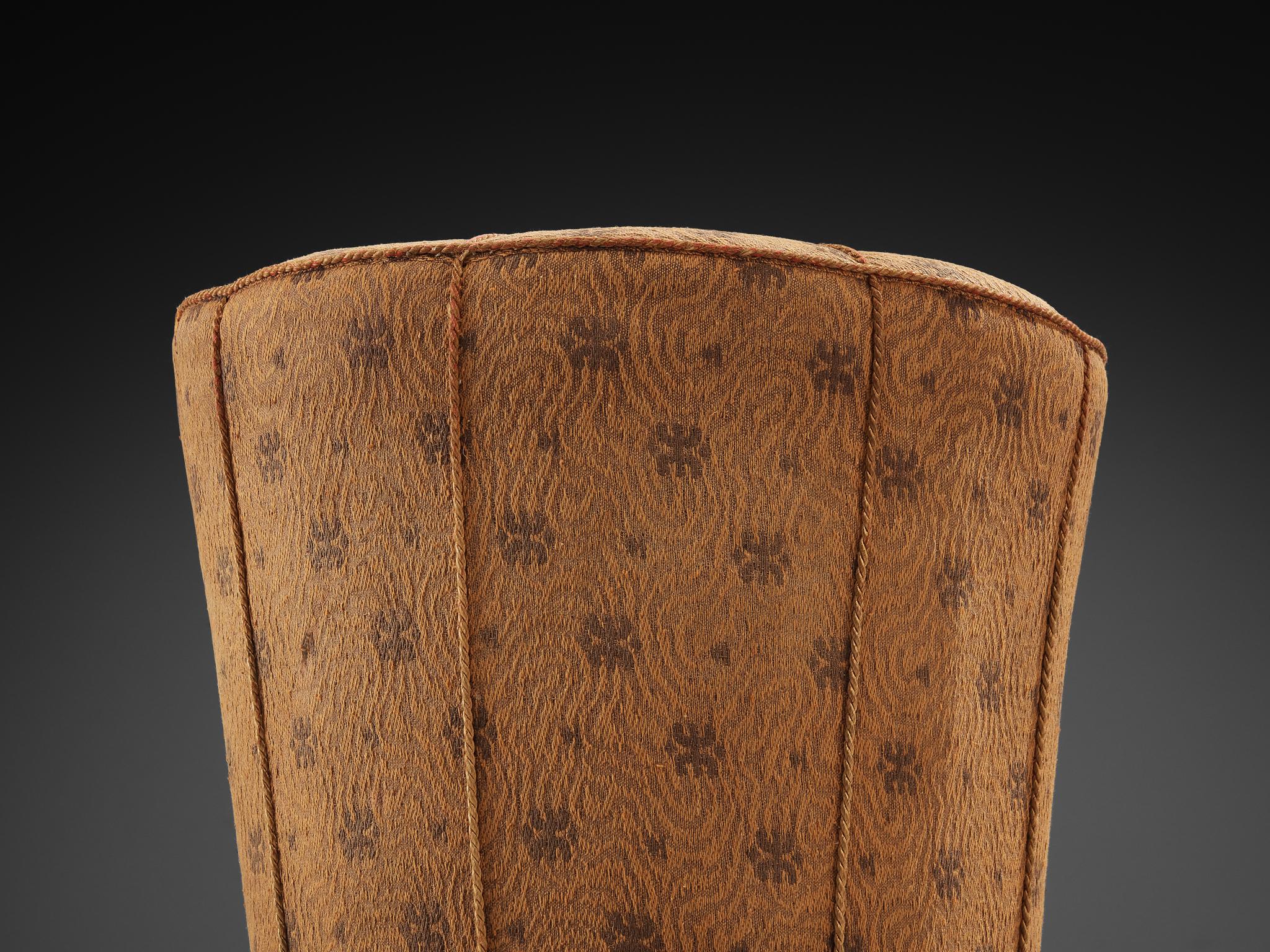 Mid-20th Century Jindrich Halabala Round Stool in Decorative Fabric For Sale