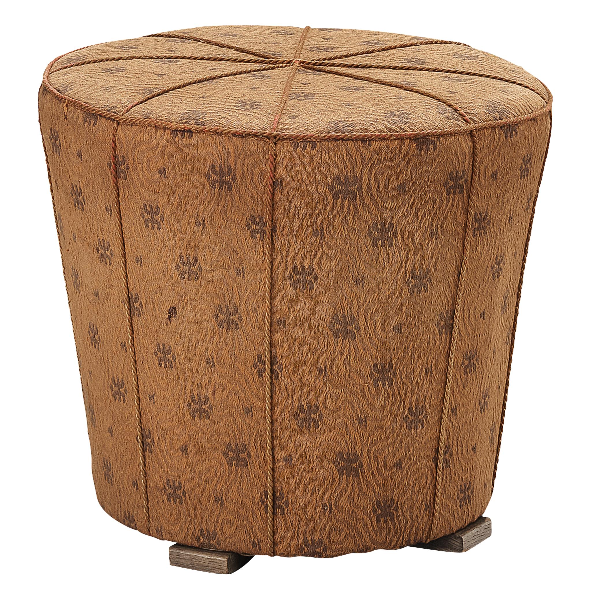 Jindrich Halabala Taburete redondo de tela decorativa
