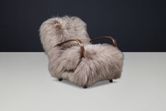 Jindřich Halabala Sheepskin Lounge Chair, Czech Art Deco, 1940s — Sculptural
