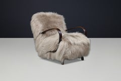 Jindřich Halabala Sheepskin Lounge Chair, Czech Art Deco, 1940s — Sculptural