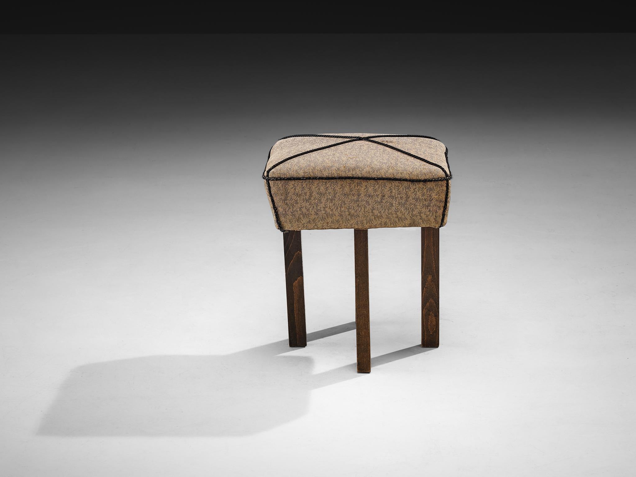 Jindrich Halabala Quadratischer Hocker aus dekorativem Stoff (Art déco) im Angebot