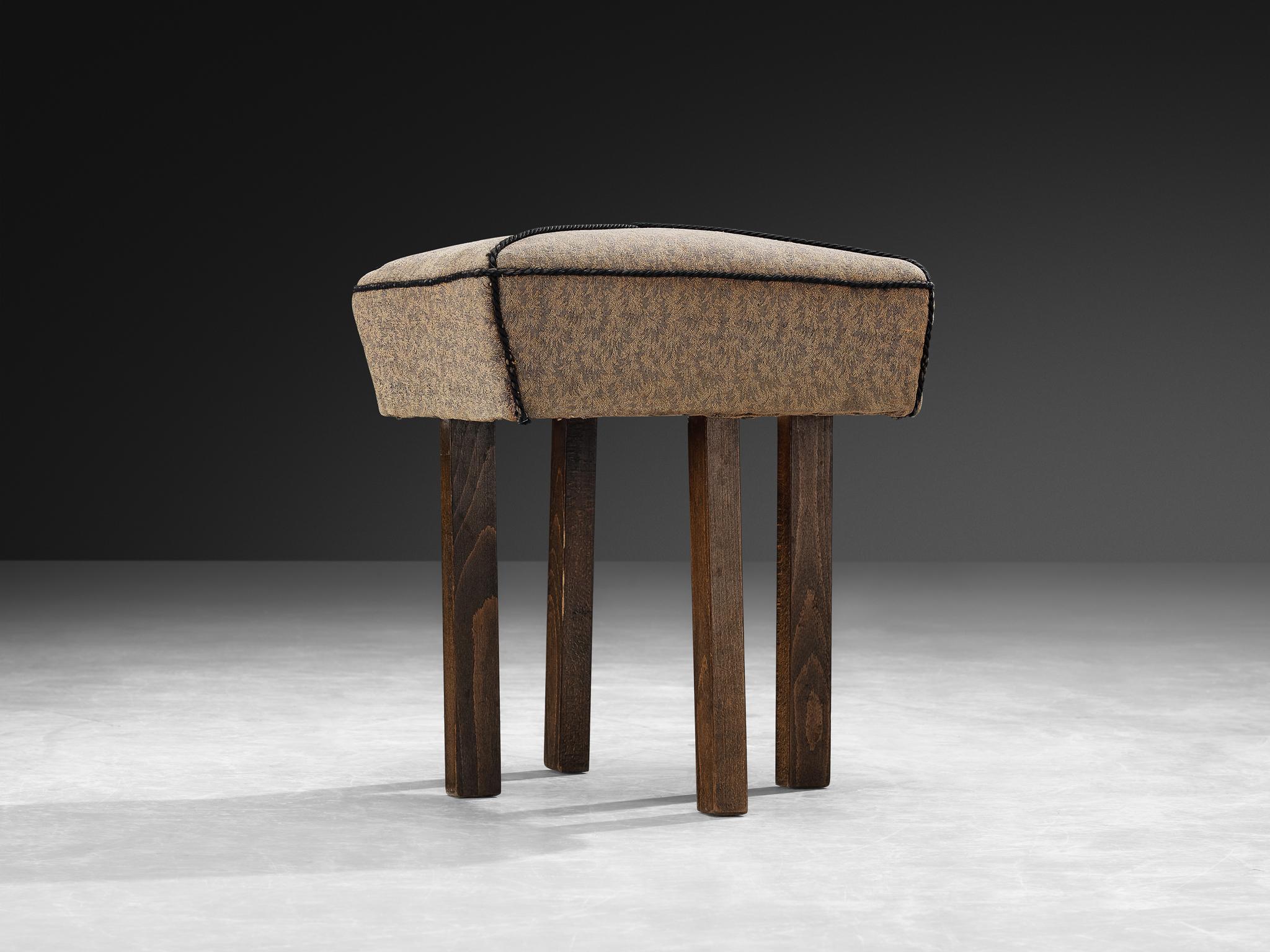Jindrich Halabala Quadratischer Hocker aus dekorativem Stoff (Tschechisch) im Angebot