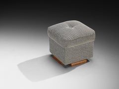 Jindrich Halabala Square Stool in Decorative Upholstery