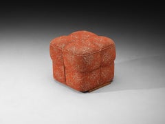 Sgabello quadrato Jindrich Halabala con tappezzeria decorativa