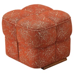 Sgabello quadrato Jindrich Halabala con tappezzeria decorativa