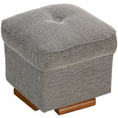 Jindrich Halabala Square Stool in Decorative Upholstery